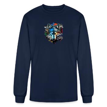wolf ps five - Men's Long Sleeve T-Shirt - navy - Front