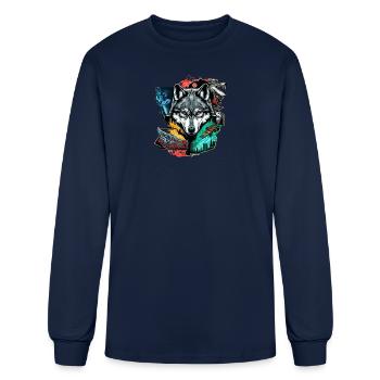 wolf ps five - Men's Long Sleeve T-Shirt - navy - Front