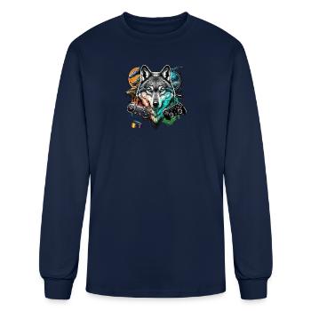 wolf ps five - Men's Long Sleeve T-Shirt - navy - Front