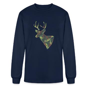 Deer Hunter Whitetail Buck Antler Head Graphic Swe - Men's Long Sleeve T-Shirt - navy - Front
