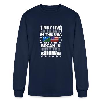 I May Live In The Usa But My Story Began In - Men's Long Sleeve T-Shirt - navy - Front