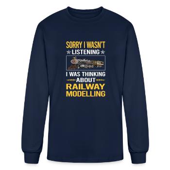 Sorry I Was Not Listening Railway Modelling Model - Men's Long Sleeve T-Shirt - navy - Front