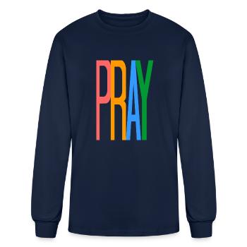 PRAY - Men's Long Sleeve T-Shirt - navy - Front