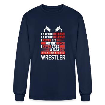 Wrestler Offensive Defensive Professional - Men's Long Sleeve T-Shirt - navy - Front