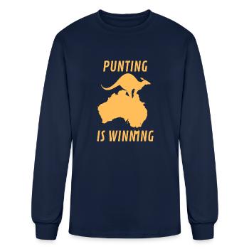 punting is winning funny shirt - Men's Long Sleeve T-Shirt - navy - Front