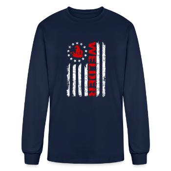 Welder American Flag Betsy Ross - Men's Long Sleeve T-Shirt - navy - Front