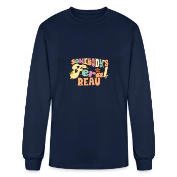 Somebody's Feral Beau Boyfriend Girlfriend Pun - Men's Long Sleeve T-Shirt - navy - Front