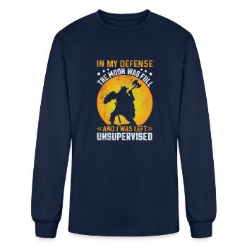 In my defense the moon - Men's Long Sleeve T-Shirt - navy - Front