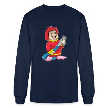 Mole As Firefighter With Hose - Men's Long Sleeve T-Shirt - navy - Front