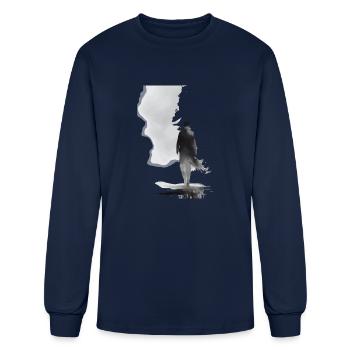 An alone person in the fog ink drawing - Men's Long Sleeve T-Shirt - navy - Front