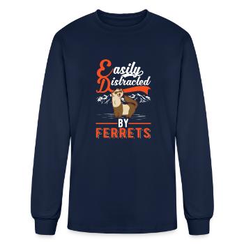 Easily Distracted By Ferrets Ferret - Men's Long Sleeve T-Shirt - navy - Front