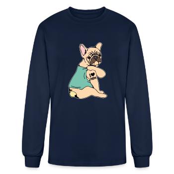 Pug I Love Mom - Men's Long Sleeve T-Shirt - navy - Front