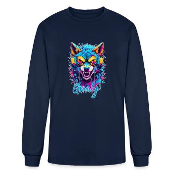 Groovy Wolf - Men's Long Sleeve T-Shirt - navy - Front