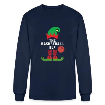 the basketball elf - Men's Long Sleeve T-Shirt - navy - Front