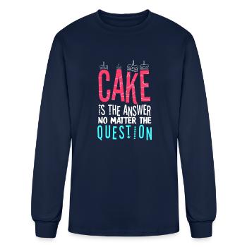 Cake Is The Answer No Matter The Question Baker - Men's Long Sleeve T-Shirt - navy - Front