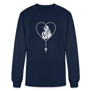 Catholic Christian Rosary Cross Guadalupe Virgin - Men's Long Sleeve T-Shirt - navy - Front