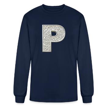 P, letter, letter P, initial, initial P, monogram, - Men's Long Sleeve T-Shirt - navy - Front