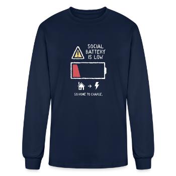 LOW SOCIAL BATTERY - Men's Long Sleeve T-Shirt - navy - Front
