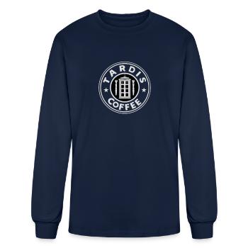 Time Travel Coffee - Men's Long Sleeve T-Shirt - navy - Front
