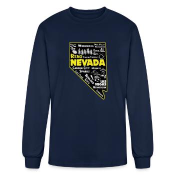 Nevada Reno Map Las Vegas Winnemucca Elko Ely - Men's Long Sleeve T-Shirt - navy - Front