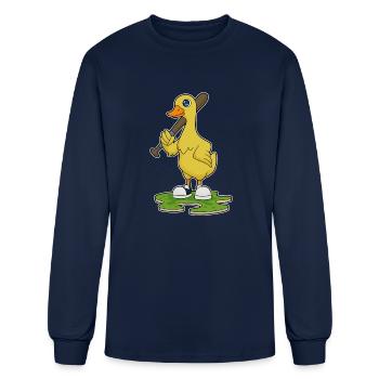 Duck At Baseball With Baseball Bat - Men's Long Sleeve T-Shirt - navy - Front