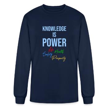 Knowledge Is Power On Black - Men's Long Sleeve T-Shirt - navy - Front