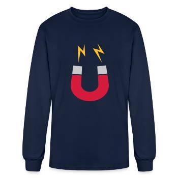 Magnet logo lightning funny - Men's Long Sleeve T-Shirt - navy - Front