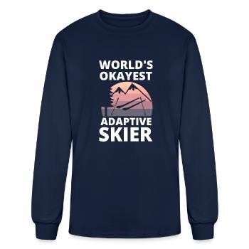 Skiing Para Alpine Skiing World s Okayest Adaptive - Men's Long Sleeve T-Shirt - navy - Front