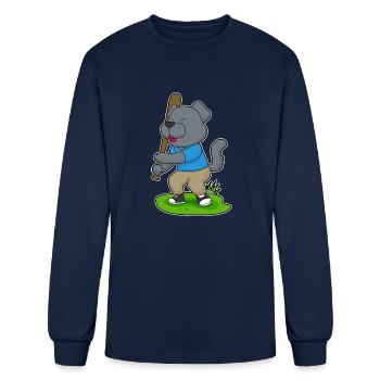 Dog Baseball Baseball Bat - Men's Long Sleeve T-Shirt - navy - Front