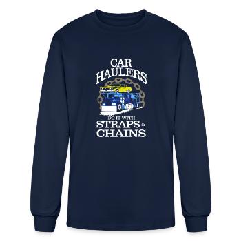 Truck Driver Car Hauler Straps Chains Lc - Men's Long Sleeve T-Shirt - navy - Front