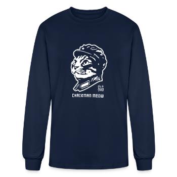 Chairman Meow Chinese Propaganda Cat Kitten Parody - Men's Long Sleeve T-Shirt - navy - Front
