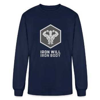 Iron Will Iron Body - Men's Long Sleeve T-Shirt - navy - Front