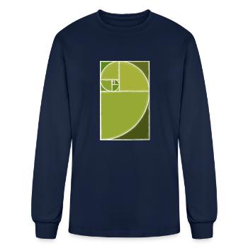 Olive Green Fibonacci Spiral - Men's Long Sleeve T-Shirt - navy - Front