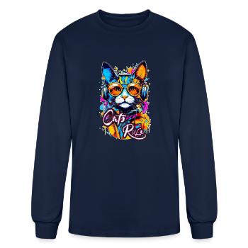 Rule Cat - Men's Long Sleeve T-Shirt - navy - Front