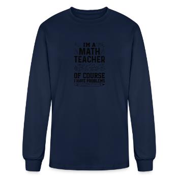 Math Teacher Math Formula Geometry Teacher - Men's Long Sleeve T-Shirt - navy - Front