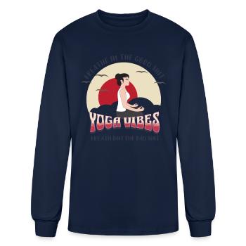 Breathe In Breathe Out Yoga - Men's Long Sleeve T-Shirt - navy - Front