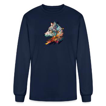 wolf give birth - Men's Long Sleeve T-Shirt - navy - Front