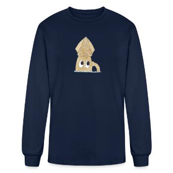 Doubtful Howard the Squid Graphic (Squid Pals) - Men's Long Sleeve T-Shirt - navy - Front
