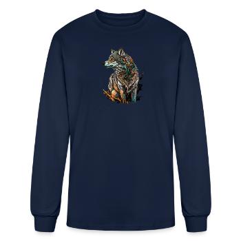 wolf give birth - Men's Long Sleeve T-Shirt - navy - Front