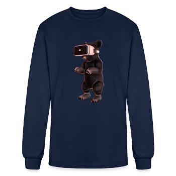Ours avec casque de réalité virtuelle - T-shirt à manches longues Homme - marine - Devant