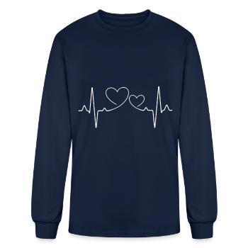loved hearts heartbeat - Men's Long Sleeve T-Shirt - navy - Front