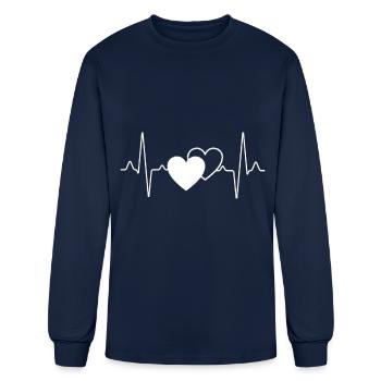 loved hearts heartbeat - Men's Long Sleeve T-Shirt - navy - Front