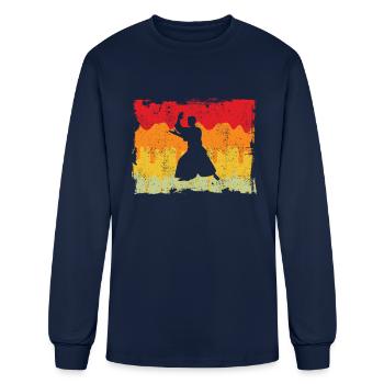 aikido retro - Men's Long Sleeve T-Shirt - navy - Front