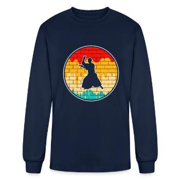 Aikido Retro - Men's Long Sleeve T-Shirt - navy - Front