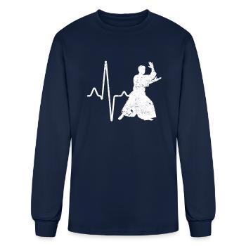 aikido heartbeat - Men's Long Sleeve T-Shirt - navy - Front