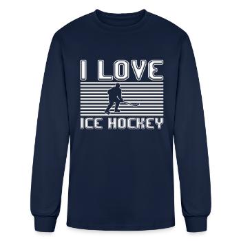 I love ice hockey - Men's Long Sleeve T-Shirt - navy - Front