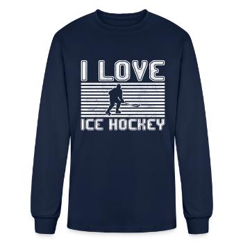 I love ice hockey - Men's Long Sleeve T-Shirt - navy - Front