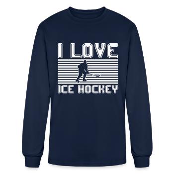 I love ice hockey - Men's Long Sleeve T-Shirt - navy - Front