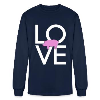 pig - Men's Long Sleeve T-Shirt - navy - Front