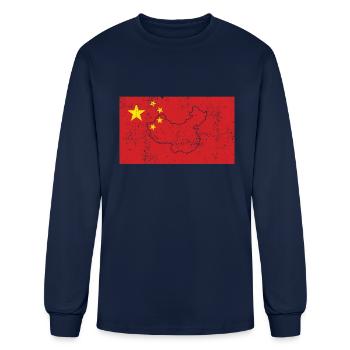 china - Men's Long Sleeve T-Shirt - navy - Front